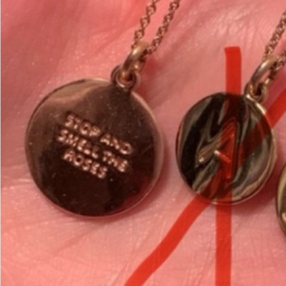 Kate Spade “Stop and Smell the Roses” Rose Gold Idiom Necklace